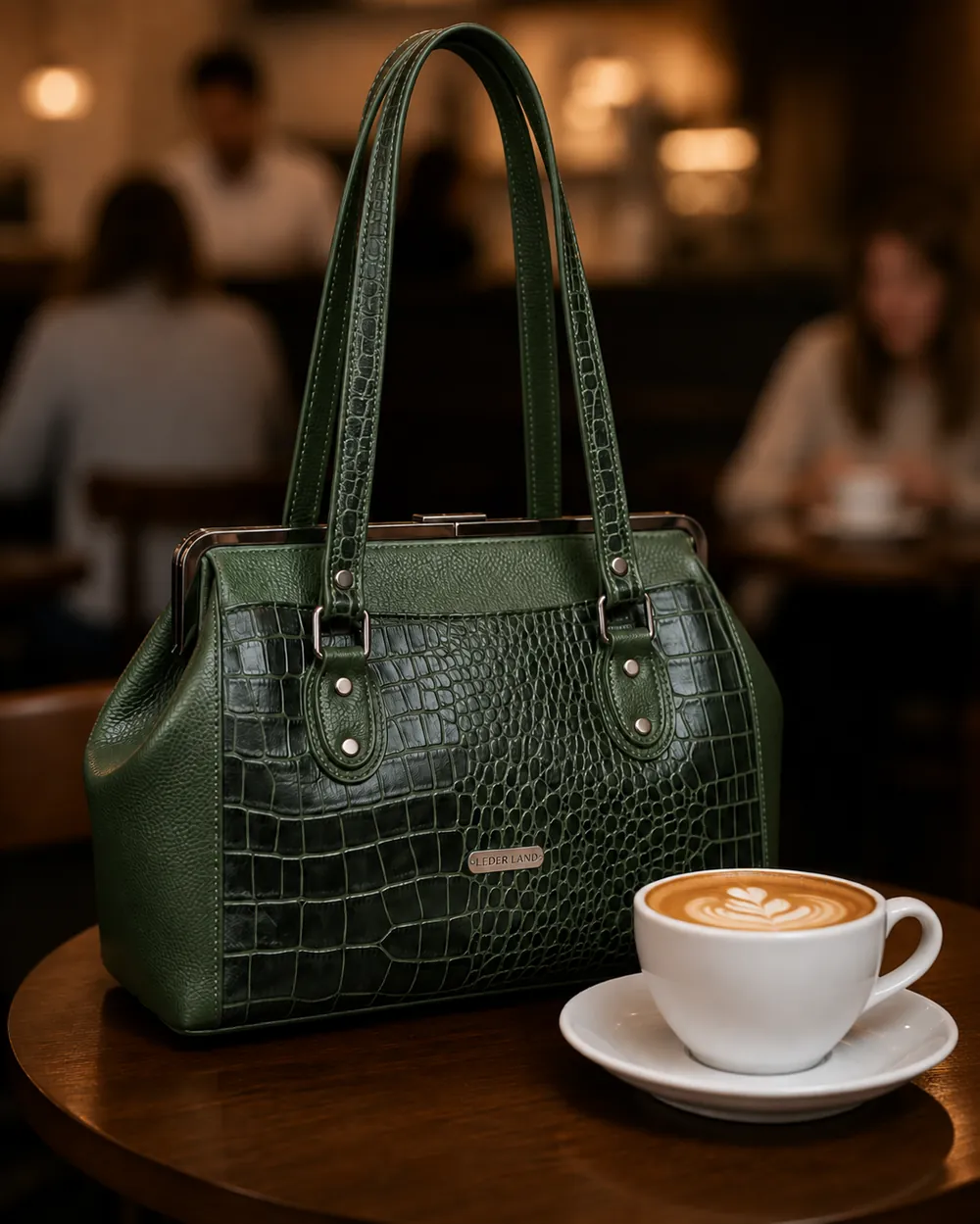 Emerald Tote — handcrafted full-grain leather, Akhan Leather Agra