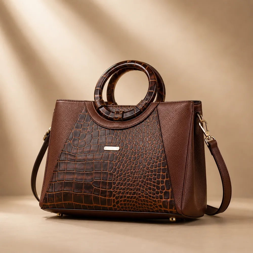 Brown Ring-Handle — handcrafted full-grain leather, Akhan Leather Agra