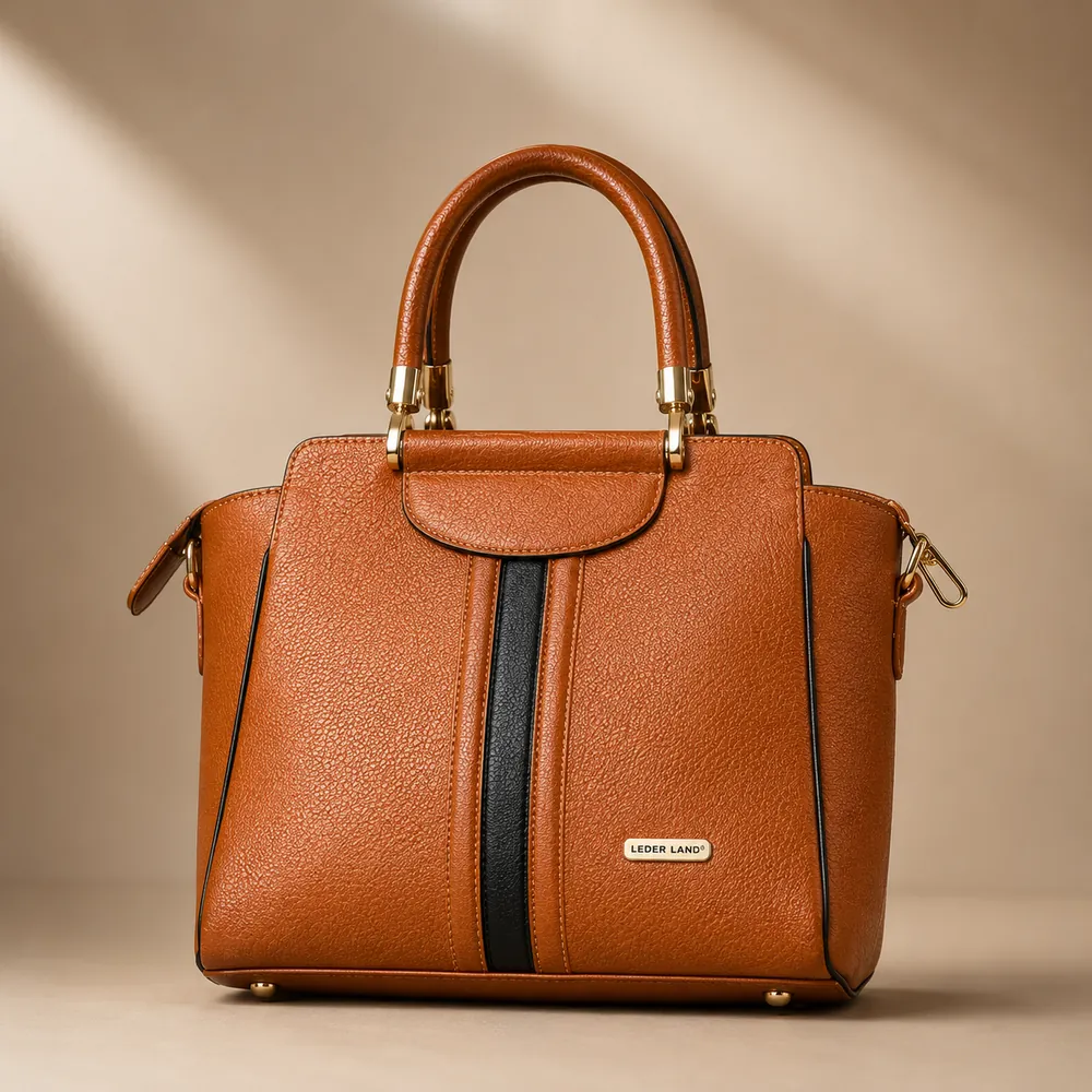 Stripe Tote — handcrafted full-grain leather, Akhan Leather Agra