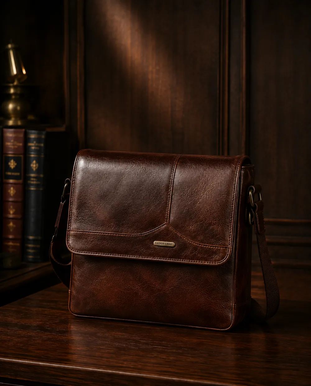 Vintage Messenger — handcrafted full-grain leather, Akhan Leather Agra