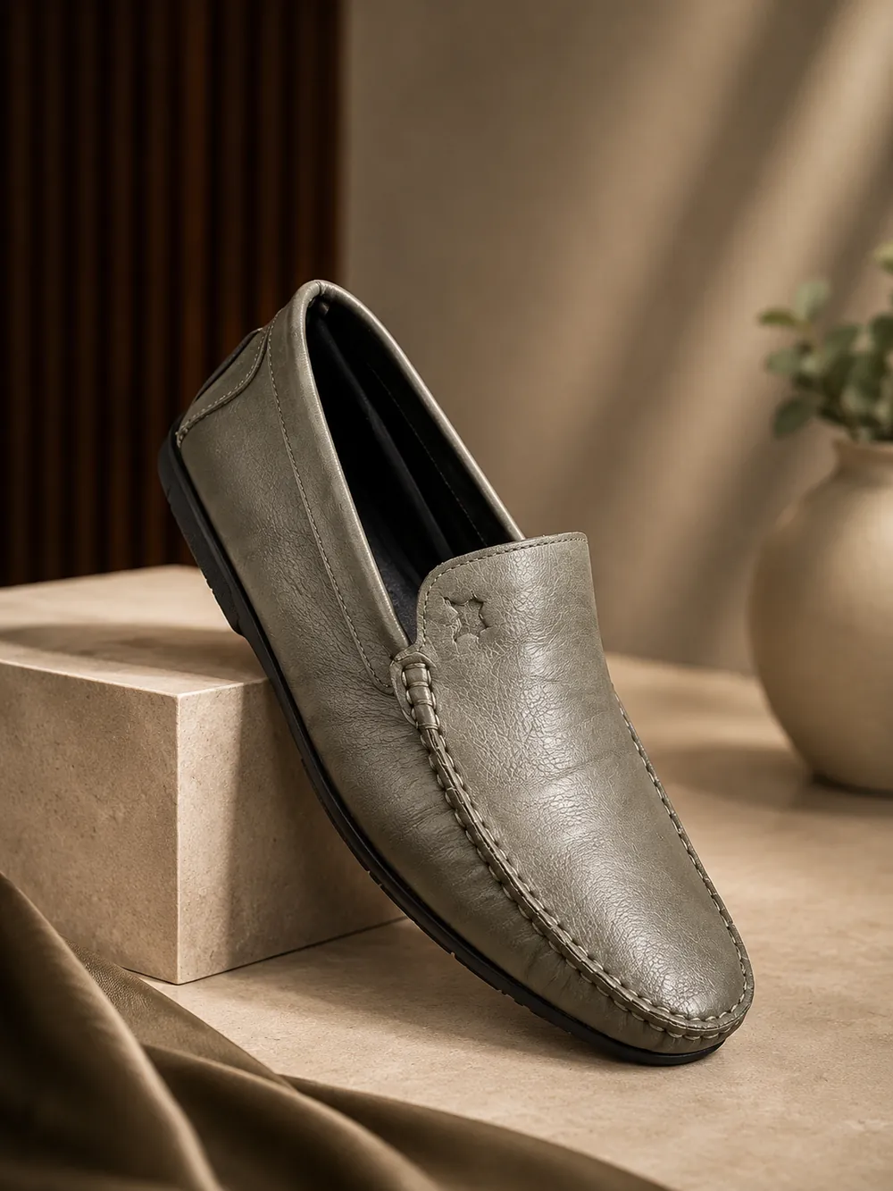 Driving Moccasin Stone — handcrafted full-grain leather, Akhan Leather Agra