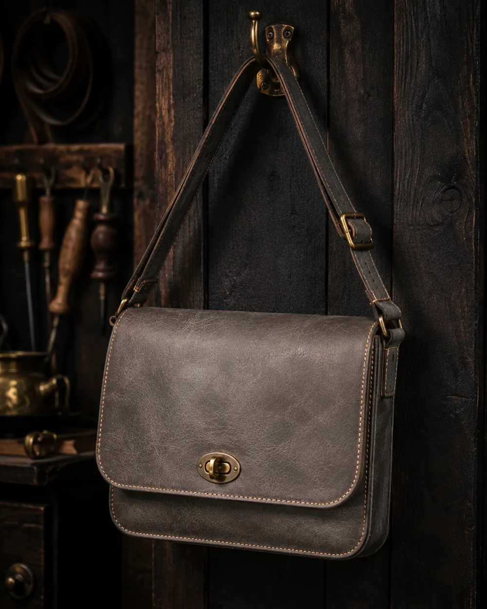 Crossbody Satchel — handcrafted full-grain leather, Akhan Leather Agra