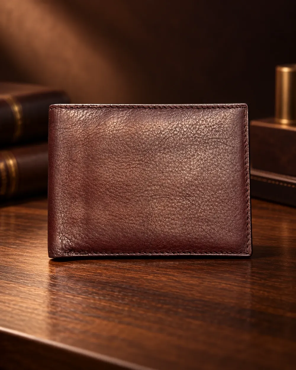 Pebbled Bifold Wallet — handcrafted full-grain leather, Akhan Leather Agra