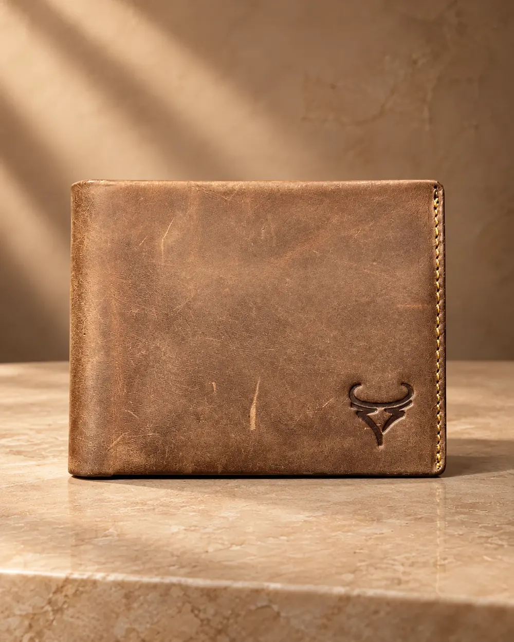 Vintage Bifold Wallet — handcrafted full-grain leather, Akhan Leather Agra